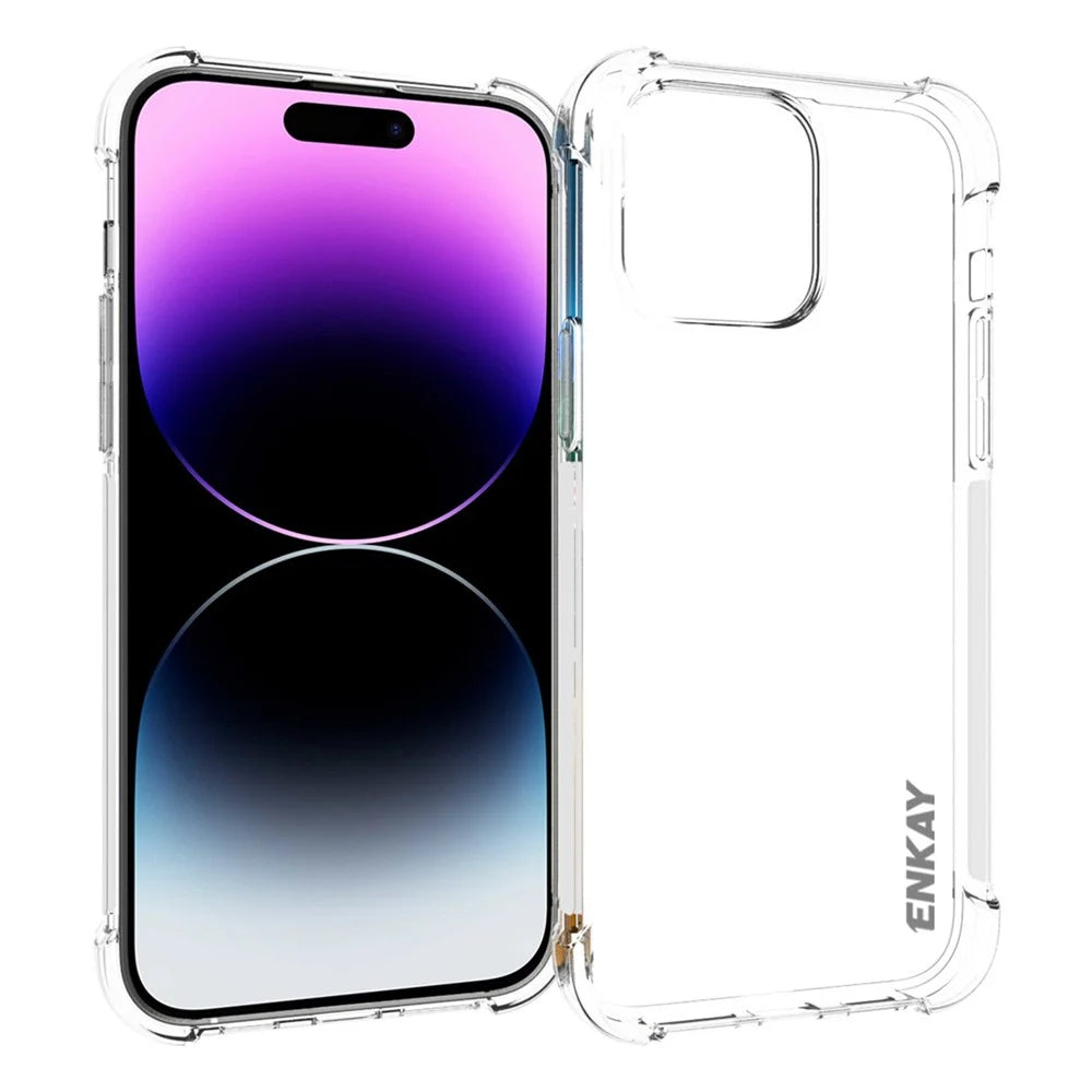 ENKAY HAT PRINCE For iPhone 15 Pro Max Clear TPU Phone Case Anti-slip Strip Edge Protective Cover - 1