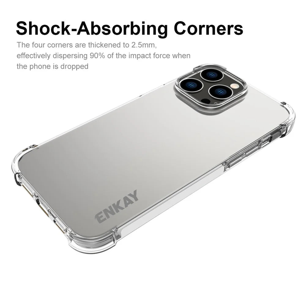 ENKAY HAT PRINCE For iPhone 15 Pro Max Clear TPU Phone Case Anti-slip Strip Edge Protective Cover - 2