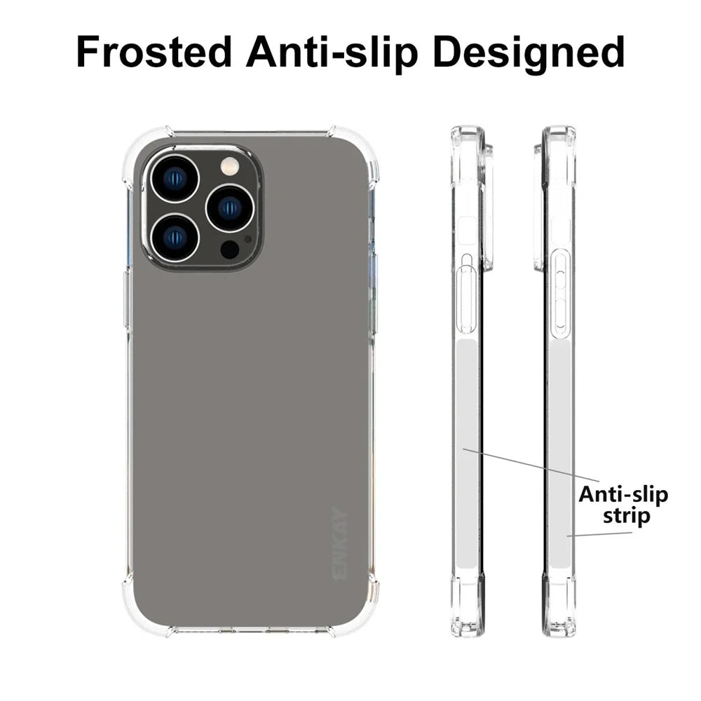 ENKAY HAT PRINCE For iPhone 15 Pro Max Clear TPU Phone Case Anti-slip Strip Edge Protective Cover - 4