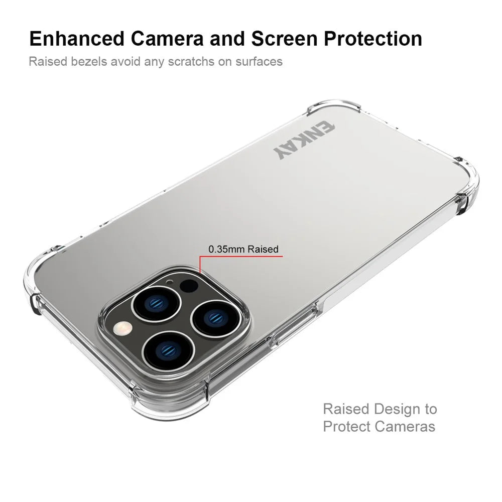 ENKAY HAT PRINCE For iPhone 15 Pro TPU Transparent Cover Anti-slip Strip Edge Corner Reinforced Phone Case - 3