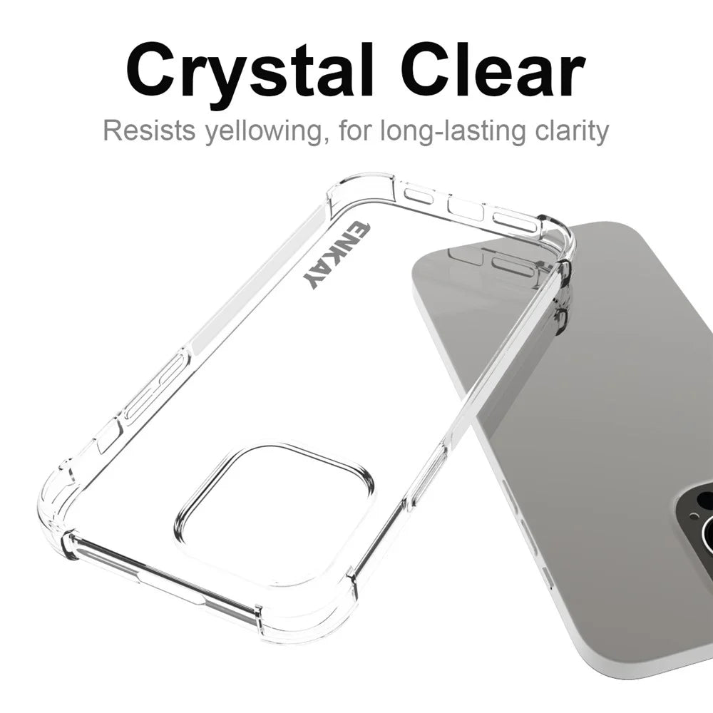 ENKAY HAT PRINCE For iPhone 15 Pro TPU Transparent Cover Anti-slip Strip Edge Corner Reinforced Phone Case - 4