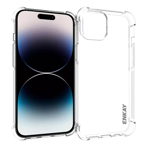 ENKAY HAT PRINCE For iPhone 15 Plus Crystal Clear Cover Soft TPU Anti-slip Strip Edge Phone Case - 1