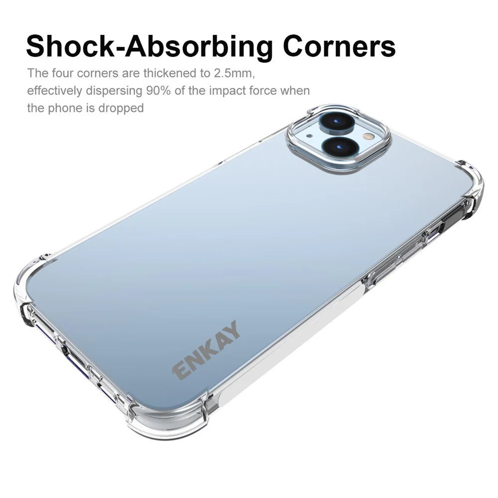 ENKAY HAT PRINCE For iPhone 15 Plus Crystal Clear Cover Soft TPU Anti-slip Strip Edge Phone Case - 2