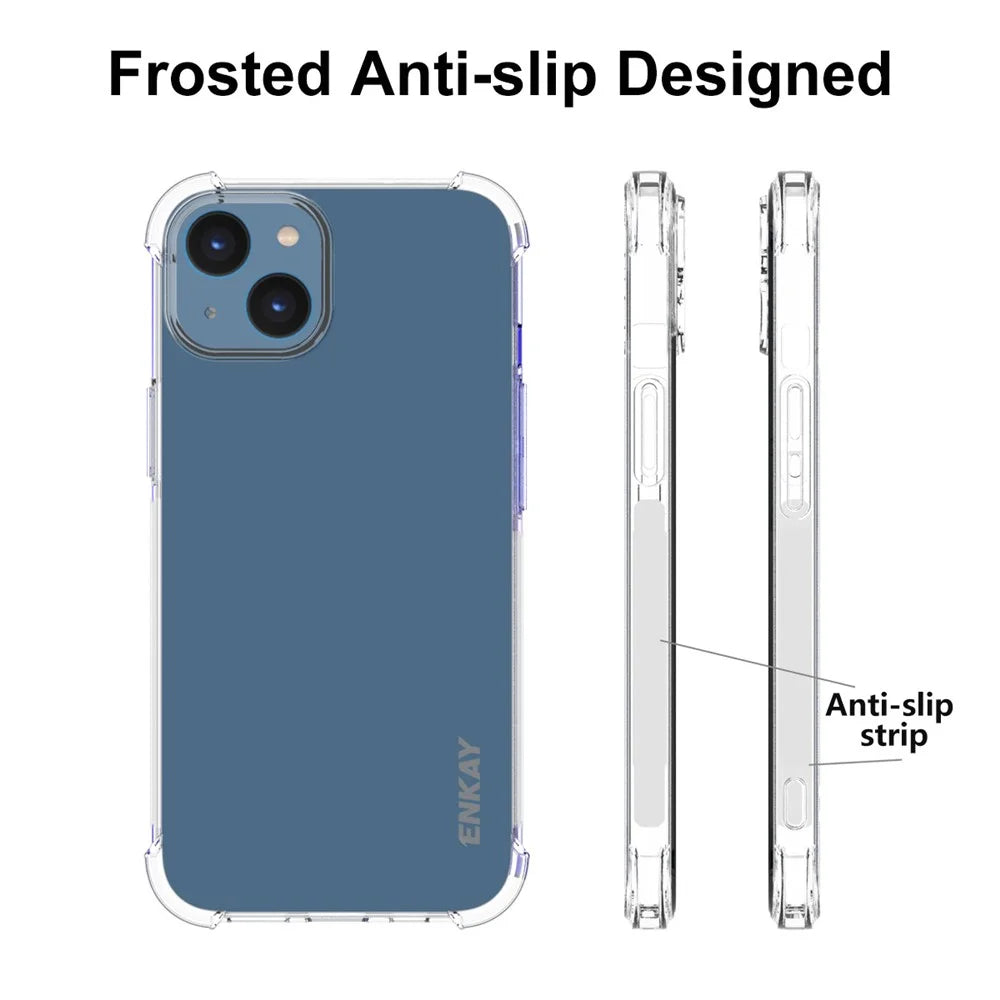 ENKAY HAT PRINCE For iPhone 15 Plus Crystal Clear Cover Soft TPU Anti-slip Strip Edge Phone Case - 5