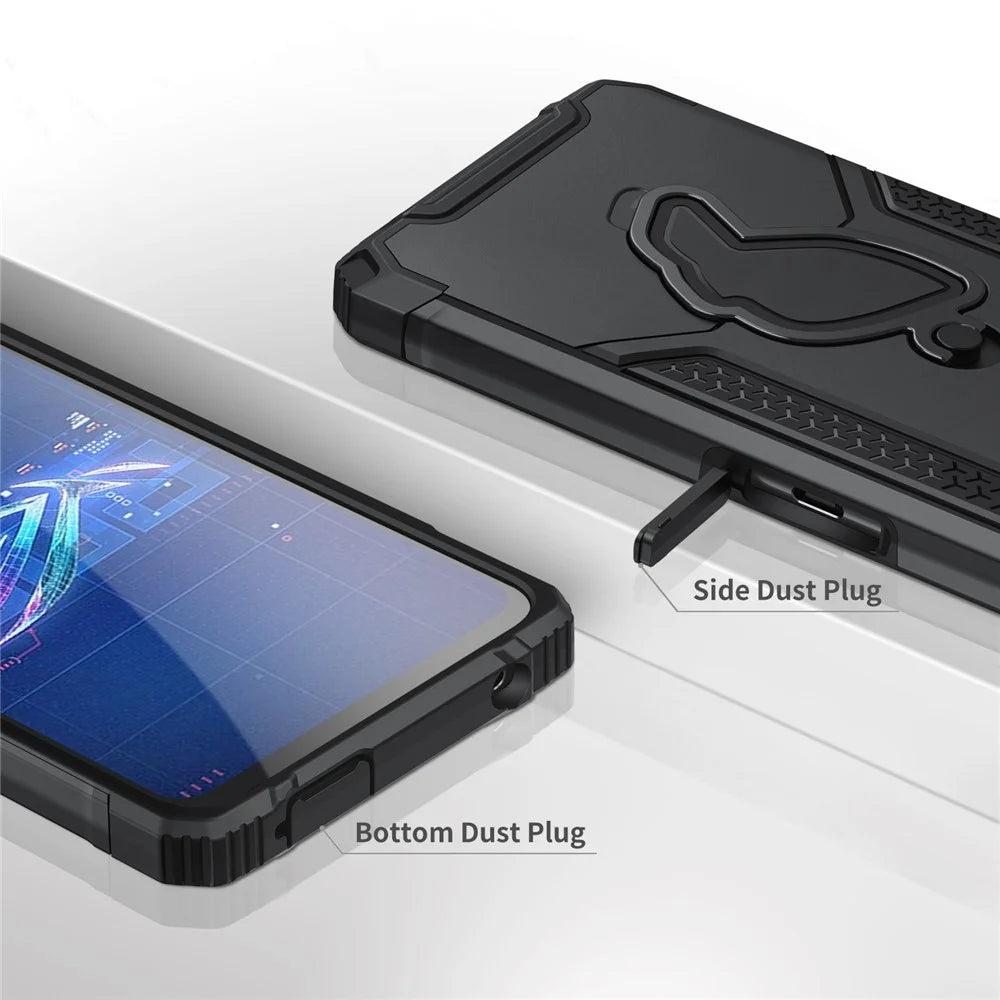 For Asus ROG Phone 6 5G / ROG Phone 7 5G PC+TPU Phone Case Anti-Slip Kickstand Phone Cover - Black - 4