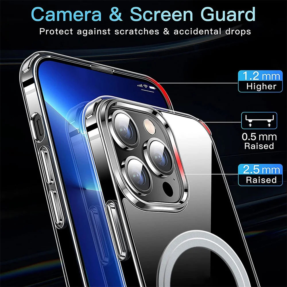 For iPhone 14 Pro Clear Phone Case TPU + PC Magnetic Cover Compatible with MagSafe - Transparent - 2