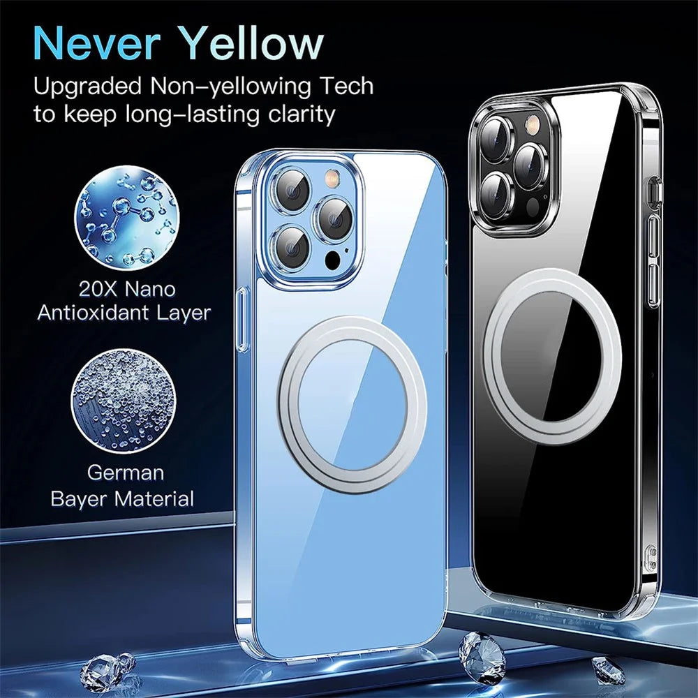 For iPhone 14 Pro Clear Phone Case TPU + PC Magnetic Cover Compatible with MagSafe - Transparent - 3