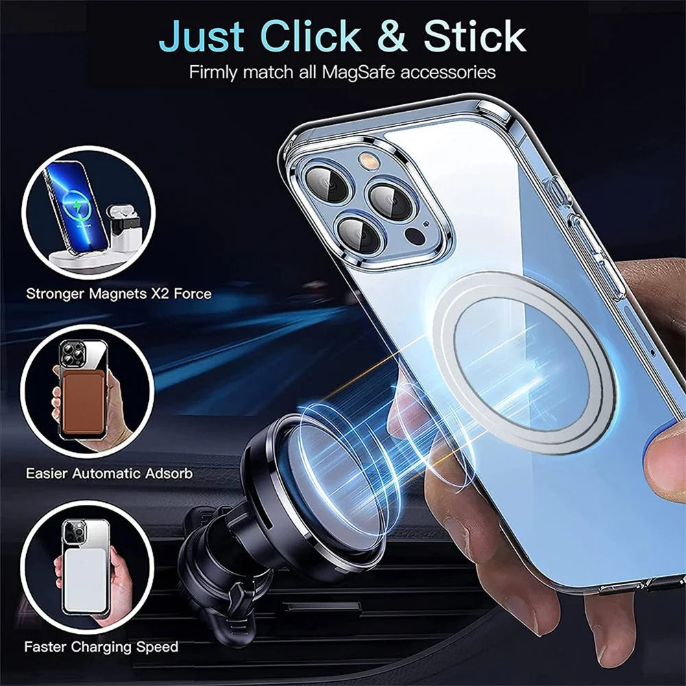 For iPhone 14 Pro Clear Phone Case TPU + PC Magnetic Cover Compatible with MagSafe - Transparent - 4