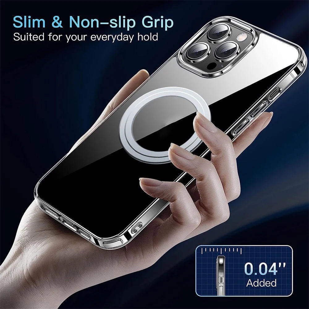 For iPhone 14 Pro Clear Phone Case TPU + PC Magnetic Cover Compatible with MagSafe - Transparent - 6