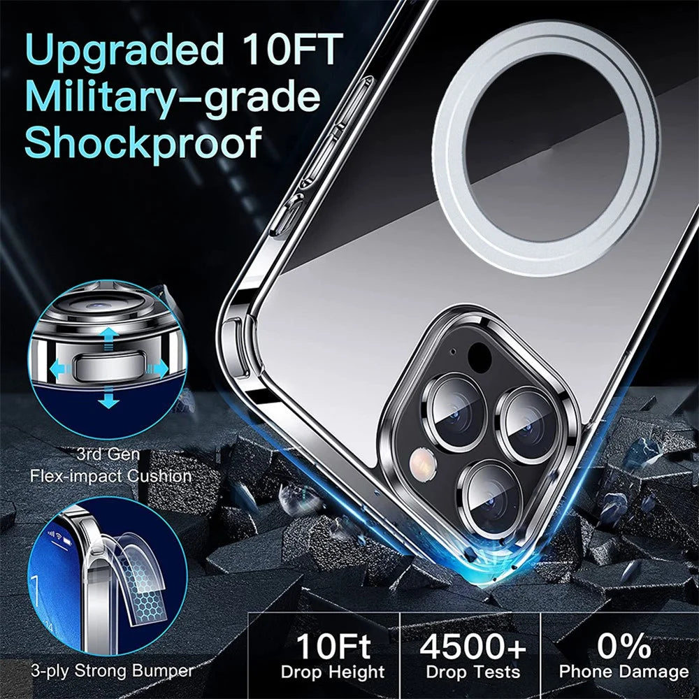 For iPhone 14 Pro Clear Phone Case TPU + PC Magnetic Cover Compatible with MagSafe - Transparent - 7