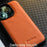 MELKCO For iPhone 14 Pro Max Protective Cover Genuine Cow Leather+Microfiber Leather+PC Phone Case - Orange - 2