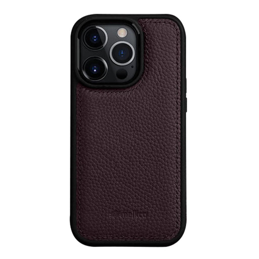 MELKCO For iPhone 14 Pro Anti-Drop Phone Cover Genuine Cow Leather+Microfiber Leather+PC Slim Case - Purple - 1