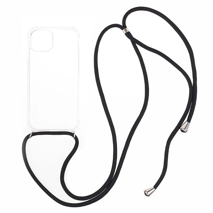 Anti-drop Cover for iPhone 15 , Four Corner Shockproof Clear TPU Phone Back Case with Lanyard - 1
