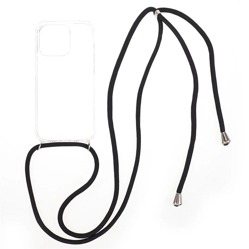 For iPhone 15 Pro Anti-drop Back Cover Thicken Four Corner Clear TPU Phone Case with Lanyard - 1