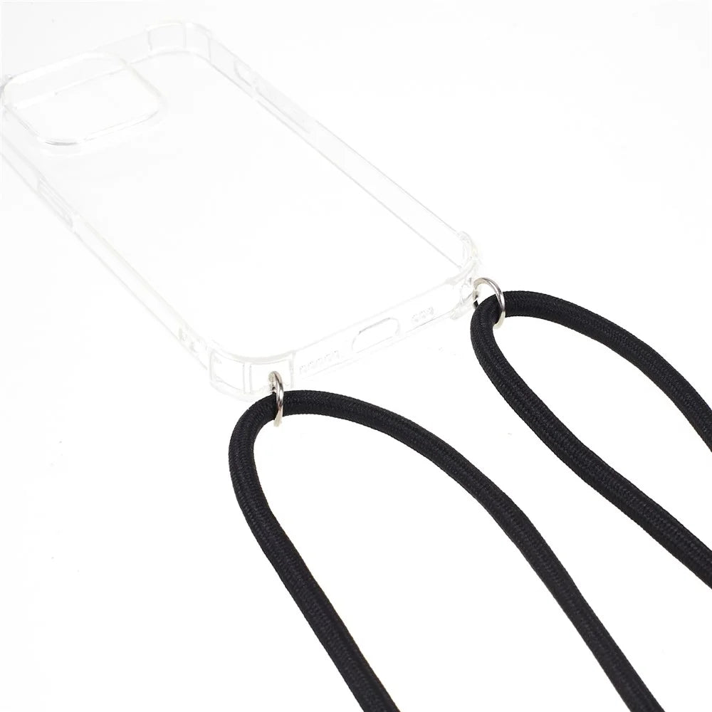For iPhone 15 Pro Anti-drop Back Cover Thicken Four Corner Clear TPU Phone Case with Lanyard - 3