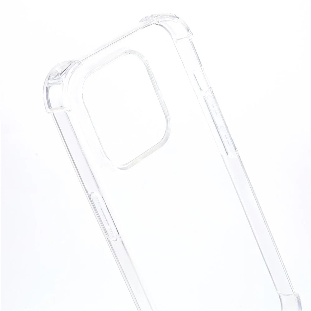 For iPhone 15 Pro Anti-drop Back Cover Thicken Four Corner Clear TPU Phone Case with Lanyard - 4