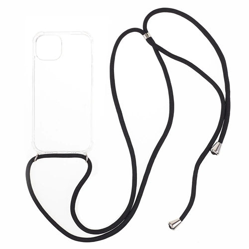 TPU Phone Cover for iPhone 15 Plus , Four Corner Anti-drop Clear Phone Back Case with Lanyard - 1