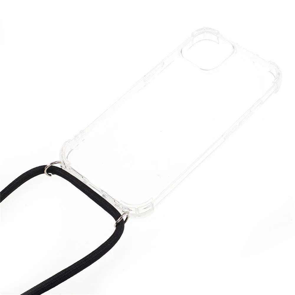 TPU Phone Cover for iPhone 15 Plus , Four Corner Anti-drop Clear Phone Back Case with Lanyard - 2