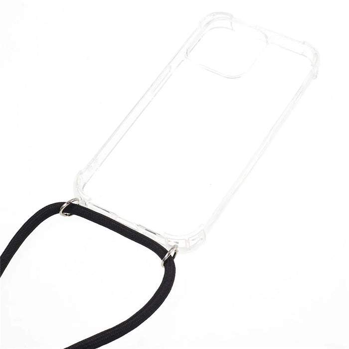 For iPhone 15 Pro Max Thicken Four Corner Anti-drop Cover Clear TPU Phone Case with Lanyard - 2