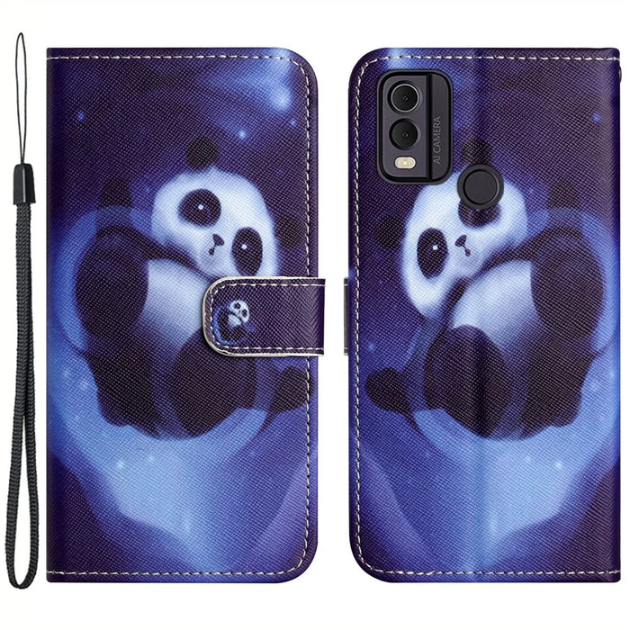 For Nokia C32 / C22 PU Leather Wallet Phone Case 3D Pattern Printing Phone Stand Cover - Panda - 1
