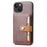For iPhone 15 Calf Texture Card Holder Kickstand Phone Case PU Leather Coated TPU Anti-fall Cover - Brown - 1