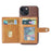 For iPhone 15 Calf Texture Card Holder Kickstand Phone Case PU Leather Coated TPU Anti-fall Cover - Brown - 3