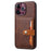 For iPhone 15 Pro Calf Texture PU Leather + TPU Phone Cover Kickstand Card Holder Protective Case - Brown - 1