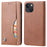For iPhone 15 Magnetic Closing PU Leather Wallet Phone Cover Drop-proof Stand Case - Light Brown - 1