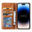 For iPhone 15 Magnetic Closing PU Leather Wallet Phone Cover Drop-proof Stand Case - Light Brown - 2