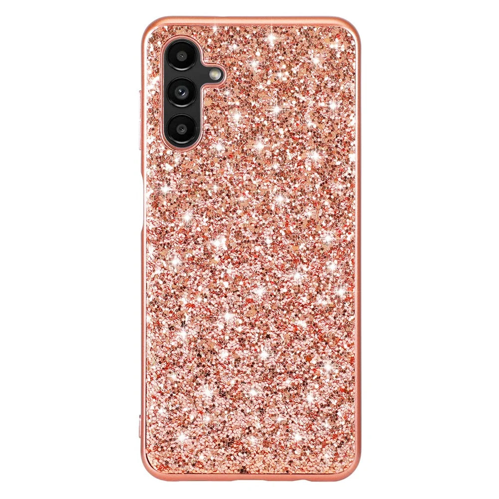 For Samsung Galaxy A24 4G (162.1 x 77.6 x 8.3mm) Glitter Sequins Phone Case Electroplating TPU Frame + PC Back Phone Cover - Rose Gold - 7