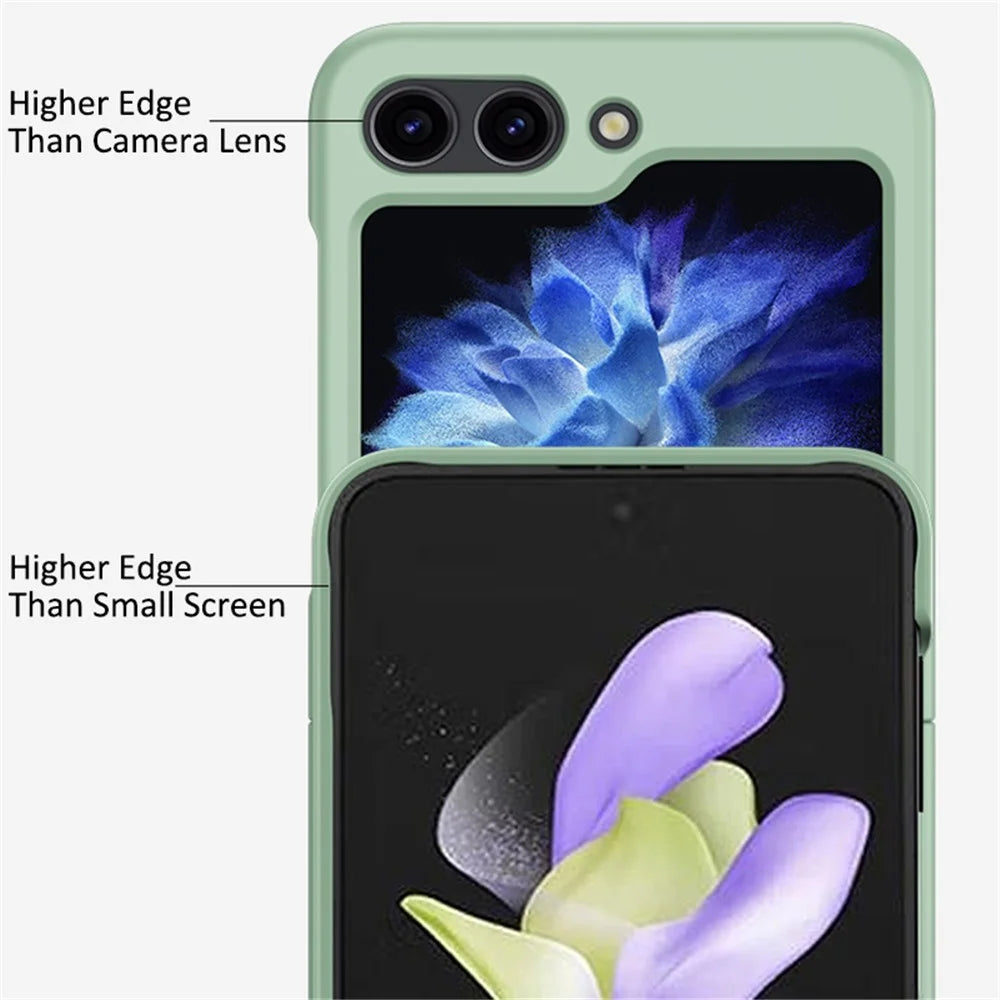 For Samsung Galaxy Z Flip5 5G Hard PC Skin-touch Phone Case Metal Ring Holder Anti-Slip Cover - Light Green - 4