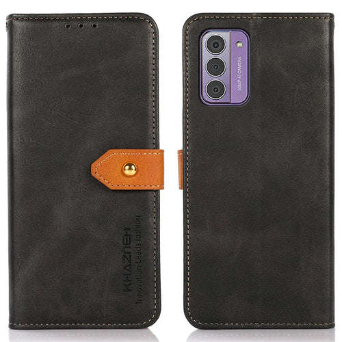 KHAZNEH For Nokia G42 Anti-Scratch Phone Cover Wallet PU Leather Case Cowhide Texture Stand Shell - Black - 1