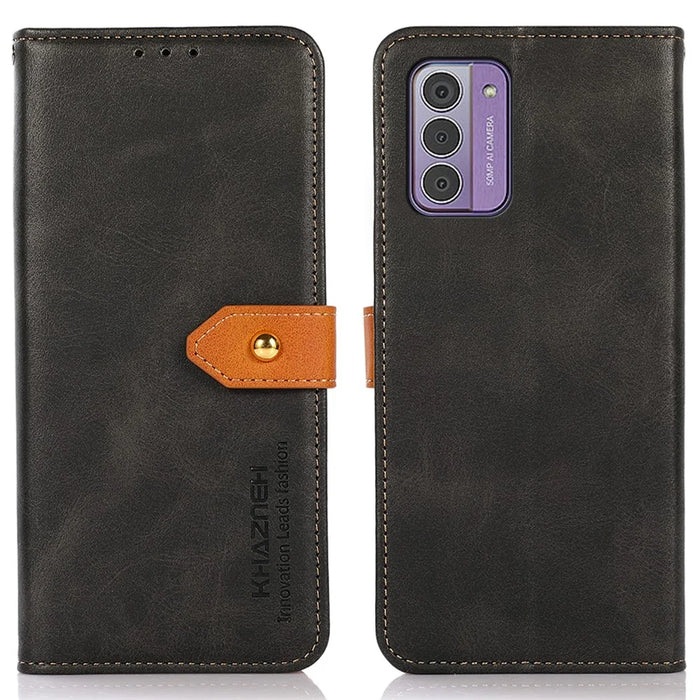 KHAZNEH For Nokia G42 Anti-Scratch Phone Cover Wallet PU Leather Case Cowhide Texture Stand Shell - Black - 1