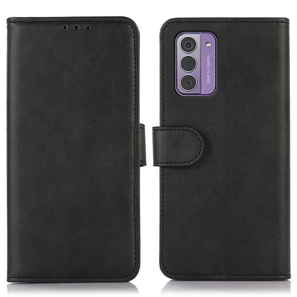 For Nokia G42 Anti-Scratch Cowhide Texture Phone Wallet Case PU Leather Phone Stand Cover - Black - 1
