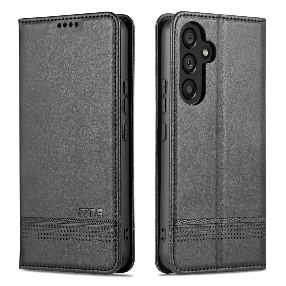 AZNS For Samsung Galaxy S23 FE Wallet PU Leather Case Flip Shell Viewing Stand Cell Phone Cover - Black - 1