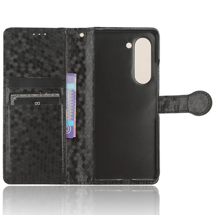 Wallet Shell for Samsung Galaxy Z Fold5 5G Imprinted Dot Pattern Phone Cover PU Leather Stand Case - Black - 4
