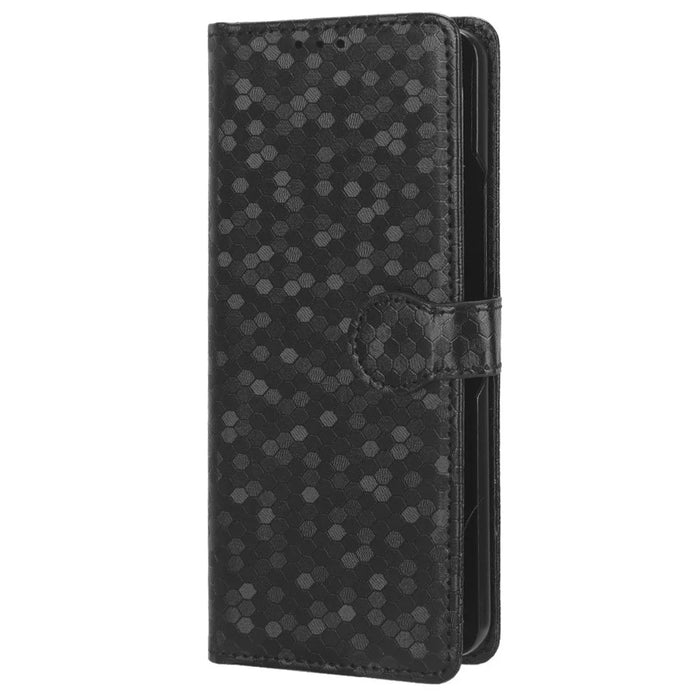 Wallet Shell for Samsung Galaxy Z Fold5 5G Imprinted Dot Pattern Phone Cover PU Leather Stand Case - Black - 6