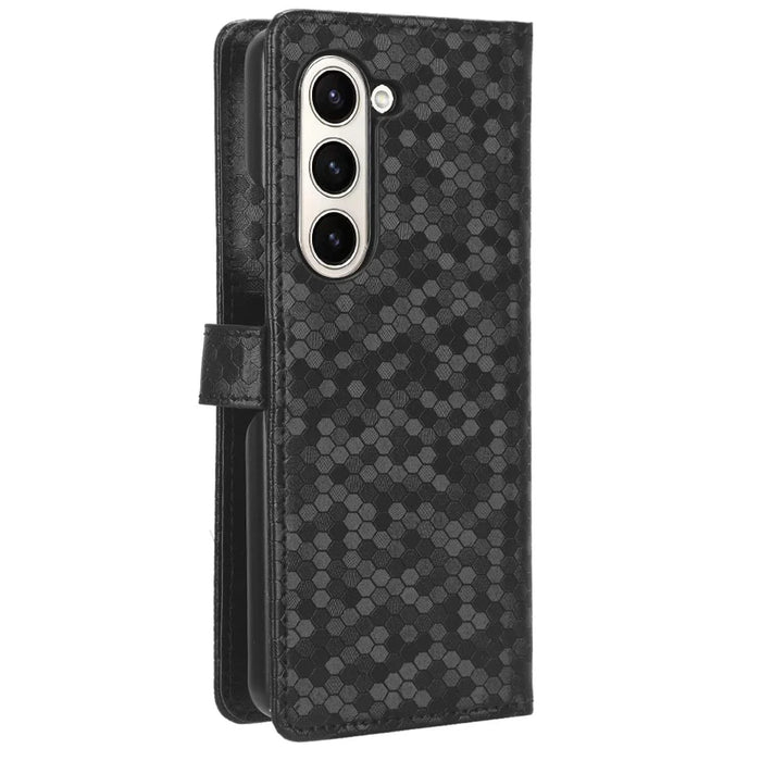 Wallet Shell for Samsung Galaxy Z Fold5 5G Imprinted Dot Pattern Phone Cover PU Leather Stand Case - Black - 7