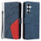 For Samsung Galaxy S23 FE Leather Case Wallet Stand Color Splicing Phone Cover - Blue - 1