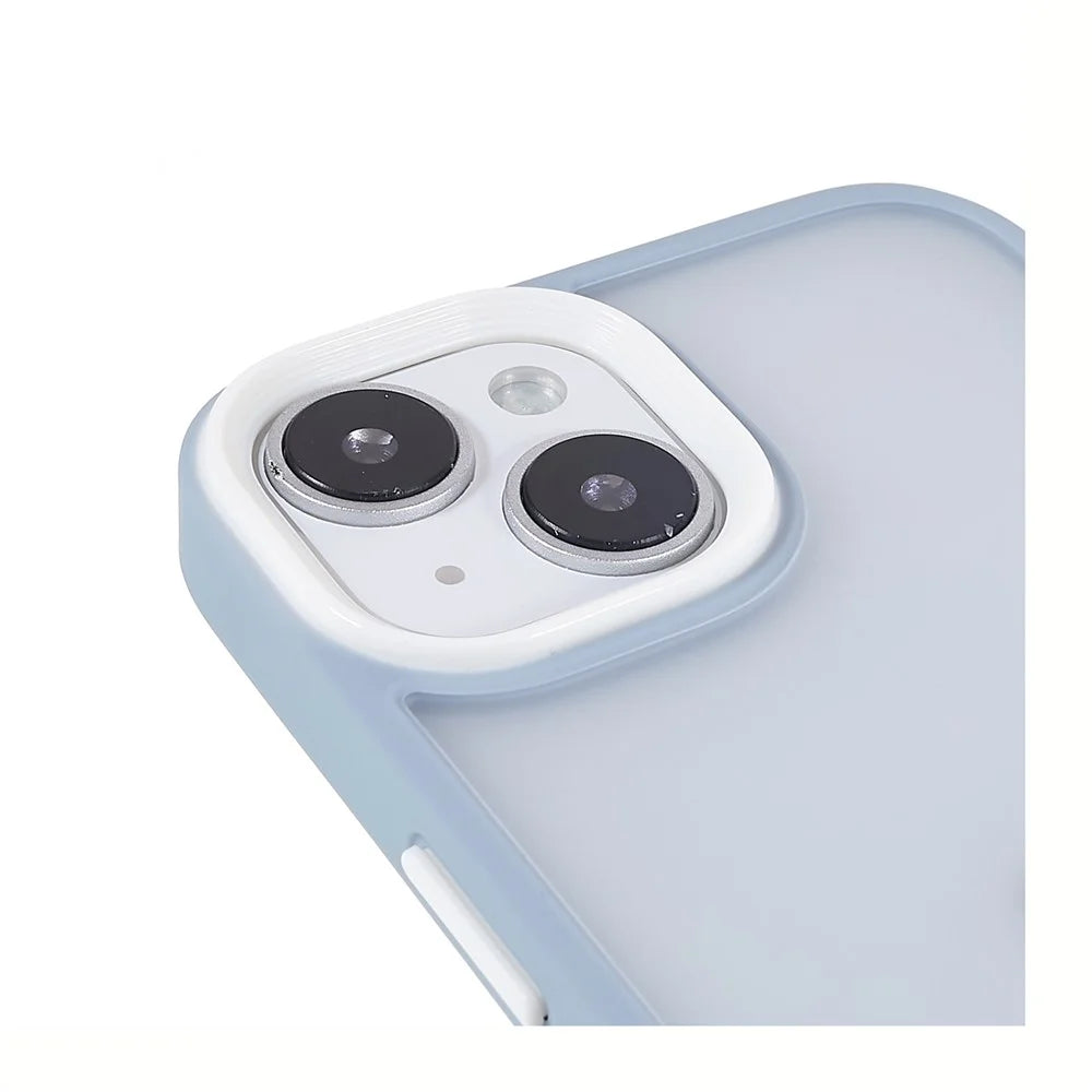 FULEXIN For iPhone 15 Shockproof Phone Case Candy Color TPU+Acrylic Skin-touch Cover - Blue - 7