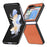 JUNSUNMAY For Samsung Galaxy Z Flip5 5G Shockproof Case Carbon Fiber Texture PU+PC Phone Case - Brown - 1