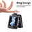 JUNSUNMAY For Samsung Galaxy Z Flip5 5G Card Holder Kickstand Phone Case Litchi Texture PU+PC Phone Cover - Black - 5