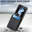 JUNSUNMAY For Samsung Galaxy Z Flip5 5G Card Holder Kickstand Phone Case Litchi Texture PU+PC Phone Cover - Black - 6