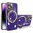 For iPhone 15 Pro Electroplating Phone Case Soft TPU Kickstand Protective Cover with Lens Protector - Dark Purple - 1