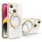 For iPhone 14 TPU Cell Phone Case Rotary Kickstand Electroplating Cover with Lens Protector - White - 1