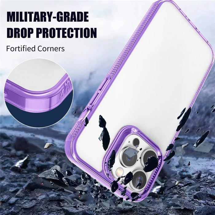 For iPhone 15 Pro Soft TPU + Hard PC Phone Case Anti-Yellowing Shockproof Phone Cover - Purple - 4