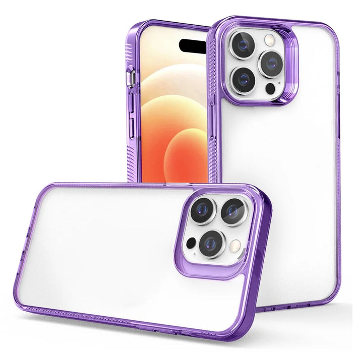Shockproof Case for iPhone 15 Pro Max Anti-Yellowing Soft TPU + Hard PC Phone Case - Purple - 1