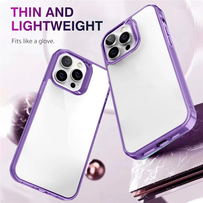 Shockproof Case for iPhone 15 Pro Max Anti-Yellowing Soft TPU + Hard PC Phone Case - Purple - 3