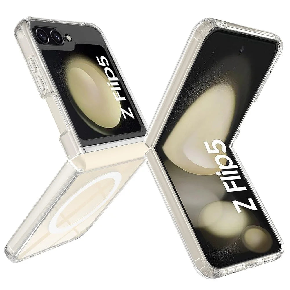 For Samsung Galaxy Z Flip5 5G Transparent Phone Case Acrylic+TPU Phone Cover Magnetic Case - 2