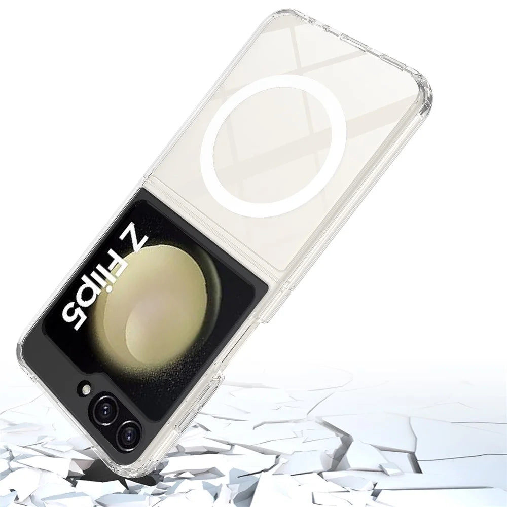 For Samsung Galaxy Z Flip5 5G Transparent Phone Case Acrylic+TPU Phone Cover Magnetic Case - 4